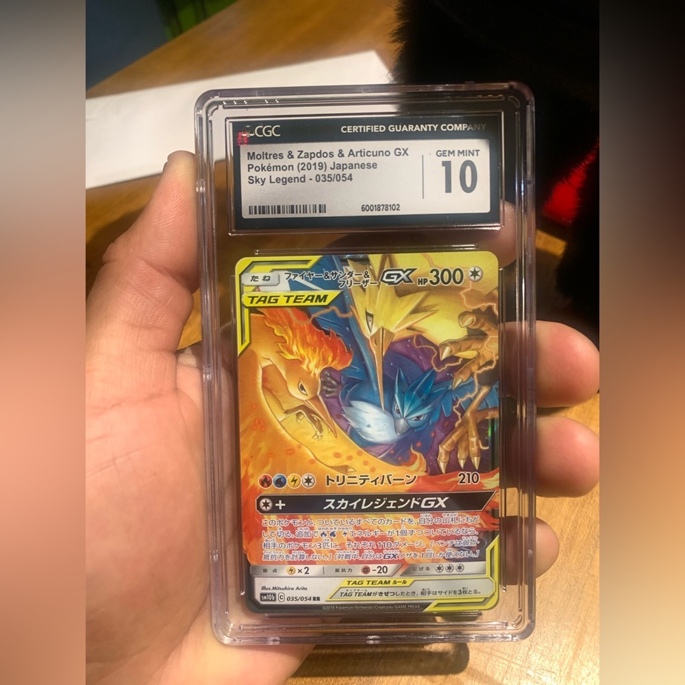 Pokemon card Moltres Zapdos Articuno Tag Team GX CGC GEM MINT 10 slab